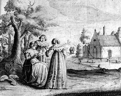 gravure vrouwen zingen van liedblad
