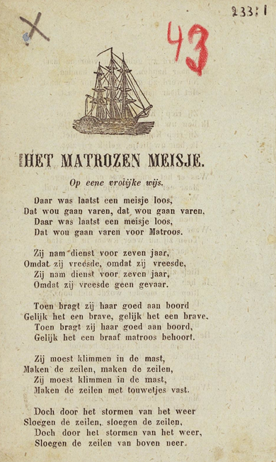 volksliedjes liedblad meisje loos